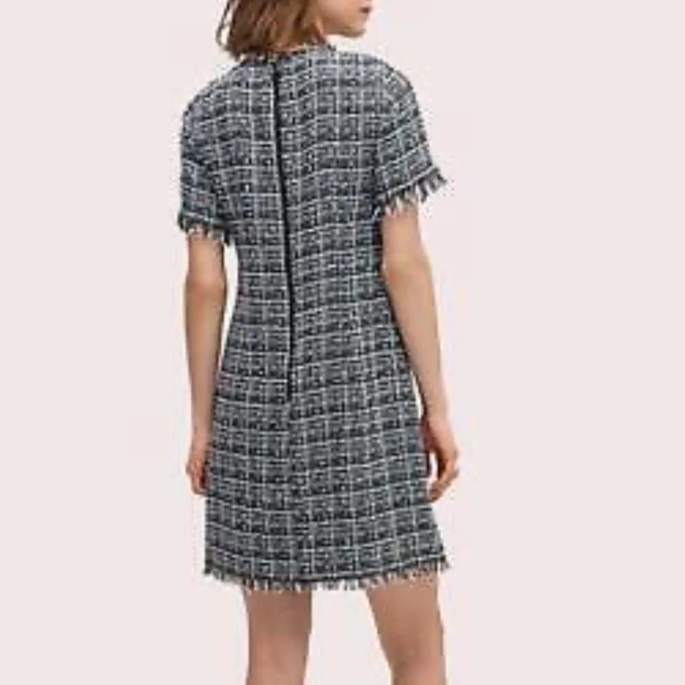 Kate Spade Bicolor Scallop Tweed Dress